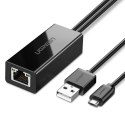 Ugreen zewnętrzna karta sieciowa micro USB 100Mbps do Chromecast 1m czarny (30985)