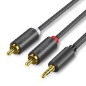 Kabel Ugreen AV116 10590 audio mini jack 3,5 mm (męski) / 2RCA (męski) 3m - czarny