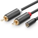 Kabel Ugreen AV102 10561 audio mini jack 3,5mm (żeński) - 2RCA (męski) 0.25m - szary