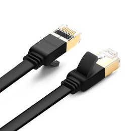 Ugreen płaski kabel przewód internetowy sieciowy Ethernet patchcord RJ45 Cat 7 STP LAN 10 Gbps 3 m czarny (NW106 11262)