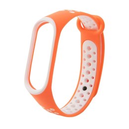 Zamienna silikonowa opaska pasek do Xiaomi Mi Band 4 / Mi Band 3 Dots pomarańczowo-biały