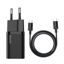 Baseus Super Si szybka ładowarka sieciowa Quick Charge 3.0 Power Delivery 25W 3A + Kabel USB Typ C - USB Typ C 3A 1m czarny (TZC