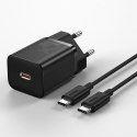 Baseus Super Si szybka ładowarka sieciowa Quick Charge 3.0 Power Delivery 25W 3A + Kabel USB Typ C - USB Typ C 3A 1m czarny (TZC