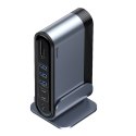 HUB Baseus CAHUB-DG0G 3x USB 3.2 Gen 1 / 2x USB-A / 2x USB-C / czytnik kart SD, micro SD / AUX / 3x HDMI / RJ45 PD 100W (wtyczki