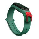 Strap Xmas opaska do Xiaomi Mi Band 6 / Mi Band 5 świąteczny silikonowy pasek bransoletka ciemnozielony (prezent)