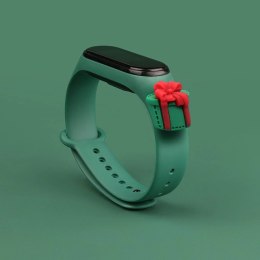 Strap Xmas opaska do Xiaomi Mi Band 6 / Mi Band 5 świąteczny silikonowy pasek bransoletka ciemnozielony (prezent)