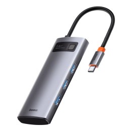 Baseus Metal Gleam Series multifunkcjonalny HUB USB 5w1 USB Typ C PD 100W HDMI szary (WKWG020013)