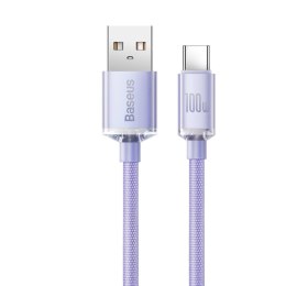 Baseus Crystal Shine Series kabel przewód USB do szybkiego ładowania i transferu danych USB Typ A - USB Typ C 100W 1,2m fioletow