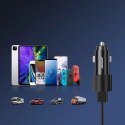 Joyroom samochodowa ładowarka 2 x USB z podświetleniem 24W + kabel zasilający 3w1 USB Typ C / micro USB / Lightning 1,2m czarny 