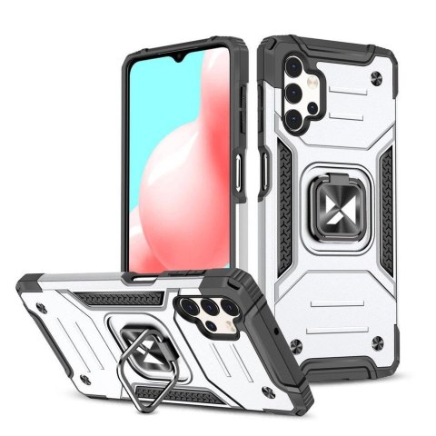 Wozinsky Ring Armor pancerne hybrydowe etui pokrowiec + magnetyczny uchwyt Samsung Galaxy A73 srebrny