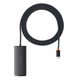 Baseus Lite Series przejściówka HUB USB Typ C - 4x USB 3.0 2m czarny (WKQX030501)