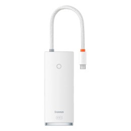 Baseus Lite Series wielofunkcyjny HUB USB Typ C - 2 x USB 3.0 / USB Typ C PD / HDMI 1,4 / SD/TF biały (WKQX050102)