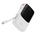 Baseus Qpow powerbank 10000mAh wbudowany kabel USB Typu C 22.5W Quick Charge SCP AFC FCP biały (PPQD020102)