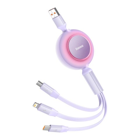 Kabel Baseus Bright Mirror 2 CAMJ010105 zwijany 3w1 USB-A - micro USB / Lightning / USB-C 66W 1.1m - fioletowy