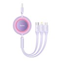 Kabel Baseus Bright Mirror 2 CAMJ010105 zwijany 3w1 USB-A - micro USB / Lightning / USB-C 66W 1.1m - fioletowy