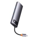 HUB Baseus Metal Gleam Series 8w1 USB-C - HDMI / 3x USB 3.2 Gen 1 / PD / czytnik kart SD, TF / VGA - szary (WKWG050013)