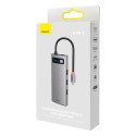 HUB Baseus Metal Gleam Series 8w1 USB-C - HDMI / 3x USB 3.2 Gen 1 / PD / czytnik kart SD, TF / VGA - szary (WKWG050013)