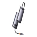 HUB Baseus Metal Gleam Series 8w1 USB-C - HDMI / 3x USB 3.2 Gen 1 / PD / czytnik kart SD, TF / VGA - szary (WKWG050013)