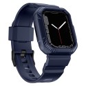 Kingxbar CYF106 2w1 pancerne etui Apple Watch SE, 9, 8, 7, 6, 5, 4, 3, 2, 1 (41, 40, 38 mm) z paskiem niebieskie