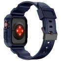 Kingxbar CYF106 2w1 pancerne etui Apple Watch SE, 9, 8, 7, 6, 5, 4, 3, 2, 1 (41, 40, 38 mm) z paskiem niebieskie