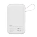 Baseus Qpow Digital Display powerbank z szybkim ładowaniem 10000mAh 20W QC/PD/SCP/FCP z wbudowanym kablem Lightning biały