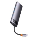 Baseus StarJoy HUB 6w1 USB Typ C - 3x USB / HDMI / RJ45 (1Gbps) / USB Typ C PD szary (WKWG080013)