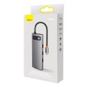 HUB 8w1 Baseus StarJoy USB-C do USB-C PD / 3x USB-A / HDMI / RJ-45 / SD TF - szary