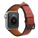 Strap Leather skórzany pasek Apple Watch Ultra, SE, 9, 8, 7, 6, 5, 4, 3, 2, 1 (49, 45, 44, 42 mm) opaska bransoleta czerwony