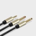 Ugreen kabel przewód audio mini jack 3,5 mm - 2 x jack 6,35mm 1m szary (AV126)