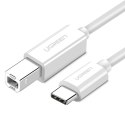 Ugreen kabel przewód do drukarki USB-C - USB-B 480Mb/s 1m biały (US241)