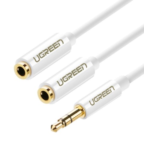 Ugreen kabel przewód rozdzielacz słuchawkowy mini jack 3,5 mm - 2 x mini jack 3,5mm (2 x wyjście stereo) 20cm biały (AV134)