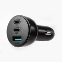 Joyroom ładowarka samochodowa 70W z 3 portami: USB, 2 x USB C czarna (JR-CL26)