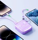 Joyroom powerbank 10000mAh Jelly Series 22.5W z wbudowanym kablem USB C fioletowy (JR-L002)