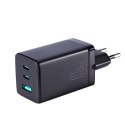 Joyroom szybka ładowarka GaN 65W USB-A, 2x USB-C czarna + kabel USB-C - USB-C 100W 1.2m (TCG01)