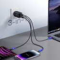 Joyroom szybka ładowarka GaN 65W USB-A, 2x USB-C czarna + kabel USB-C - USB-C 100W 1.2m (TCG01)