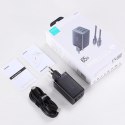 Joyroom szybka ładowarka GaN 65W USB-A, 2x USB-C czarna + kabel USB-C - USB-C 100W 1.2m (TCG01)