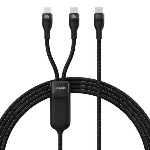 Baseus Flash Series Ⅱ kabel do szybkiego ładowania 2w1 USB-C - 2xUSB-C 100W 1.5m czarny