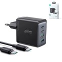 Joyroom ładowarka GaN 67W 4 porty (2x USB, 2x USB C) czarna (TCG02) + kabel USB C - USB C 100W 1.2m