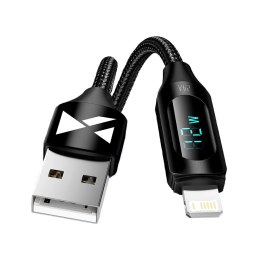 Kabel USB-A - Lightning Wozinsky WUALC2 z wyświetlaczem LED 2.4A 2m - czarny