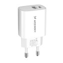 Ładowarka sieciowa Wozinsky WGWCW USB-A USB-C 20W - biała