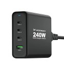 Ładowarka sieciowa GaN Wozinsky WGCSB 240W USB-A / 3 x USB-C - czarna