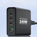 Ładowarka sieciowa GaN Wozinsky WGCSB 240W USB-A / 3 x USB-C - czarna