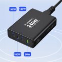 Ładowarka sieciowa GaN Wozinsky WGCSB 240W USB-A / 3 x USB-C - czarna