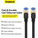 Baseus szybki kabel internetowy RJ45 cat.7 10Gbps 1m pleciony czarny