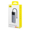 HUB 11w1 Baseus Metal Gleam Series USB-C do USB-C PD / USB-C / 3x USB-A / HDMI / AUX / RJ-45 / SD TF - szary