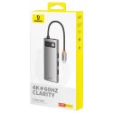 HUB 7w1 Baseus Metal Gleam Series USB-C do USB-C PD / 3x USB-A / HDMI / SD TF - szary