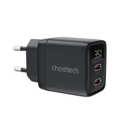 Ładowarka sieciowa Choetech PD6051 USB-C USB-C PD 35W GaN z wyświetlaczem - czarna