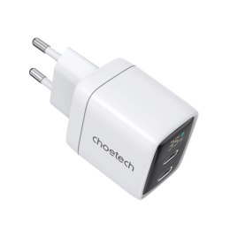 Ładowarka sieciowa GaN Choetech PD6051 2x USB-C PD 35W z wyświetlaczem - biała