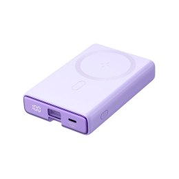 Powerbank Joyroom JR-PBM01 magnetyczny 10000mAh 20W z podstawką + kabel Lightning - USB-C - fioletowy