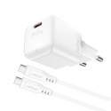 Ładowarka sieciowa Acefast A73 Mini PD 20W GaN + kabel USB-C - biała